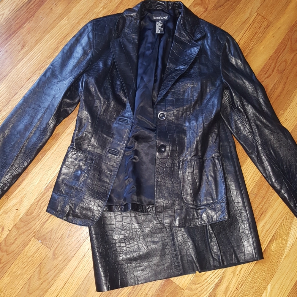 Vintage Bebe leather skirt set